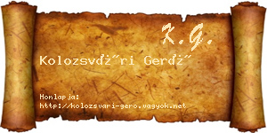 Kolozsvári Gerő névjegykártya